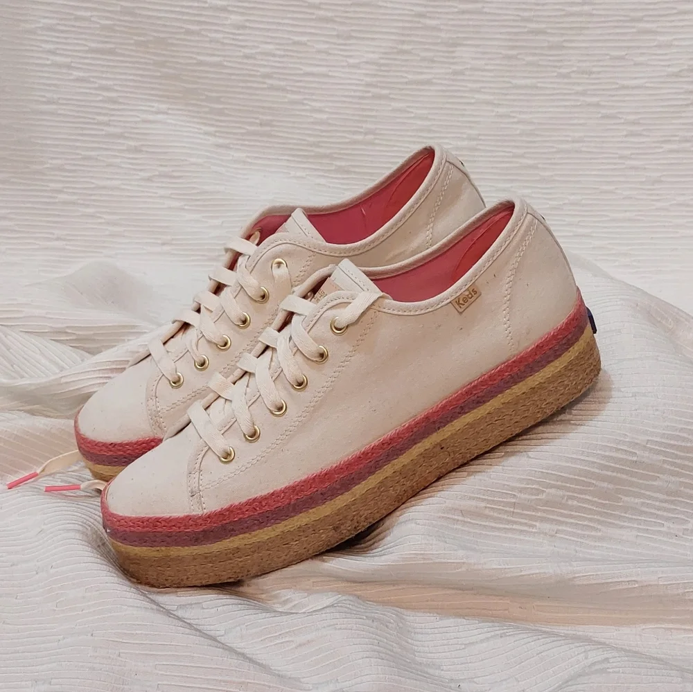 Keds × Kate Spade Cream and Pink  Espadrille Sneakers Size 10
